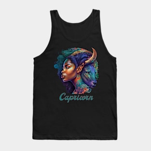 Black Capricorn Zodiac Sign Woman Tank Top